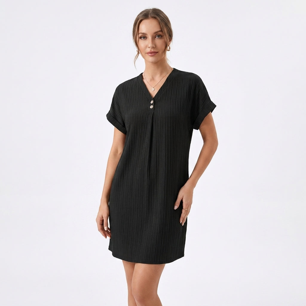 Dresslys | Elegant V-Neck Layered Midi Dress with Floral Print