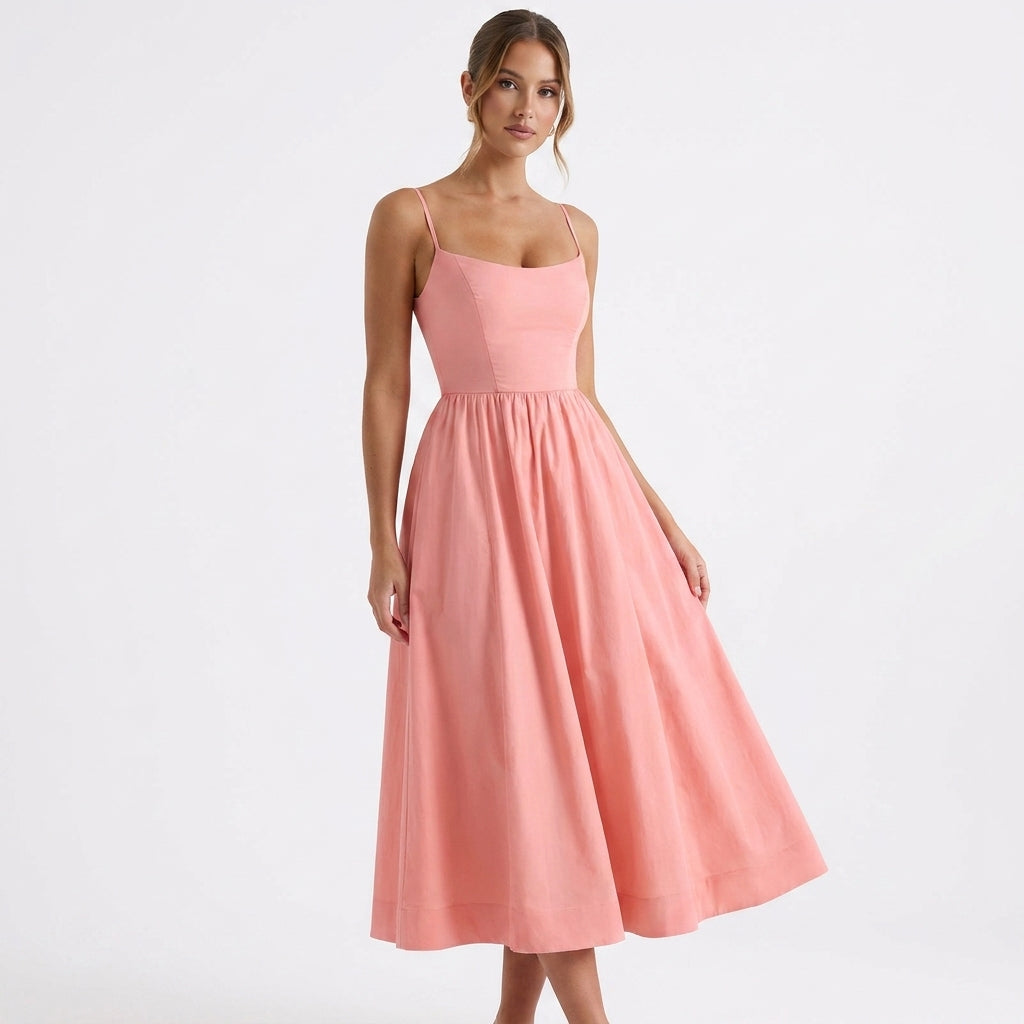 Dresslys | Elegant Sleeveless A-Line Midi Dress