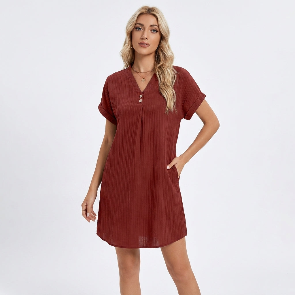 Dresslys | Elegant V-Neck Layered Midi Dress with Floral Print