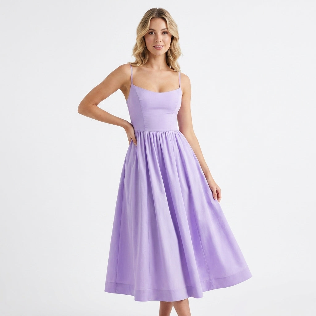 Dresslys | Elegant Sleeveless A-Line Midi Dress