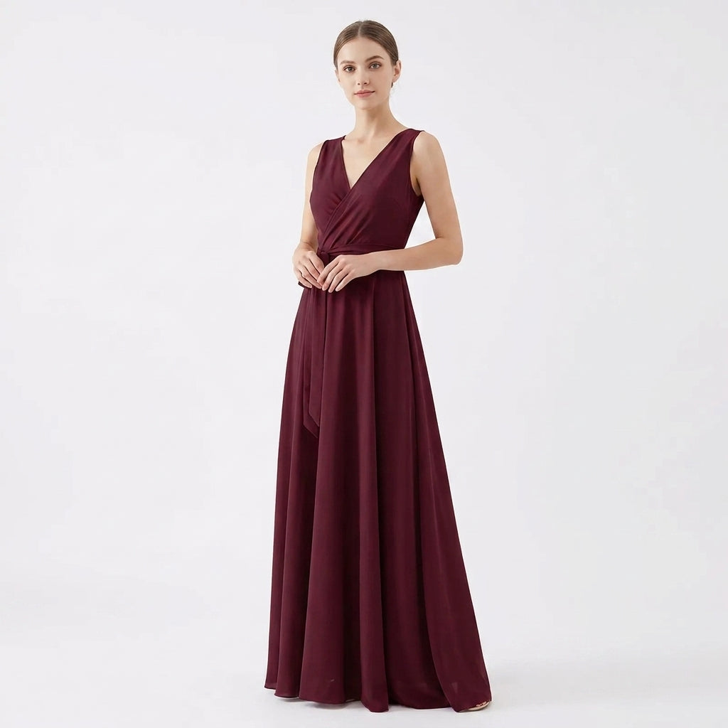 Dresslys | Elegant Wrap Maxi Dress with V-Neck and Tie Waist