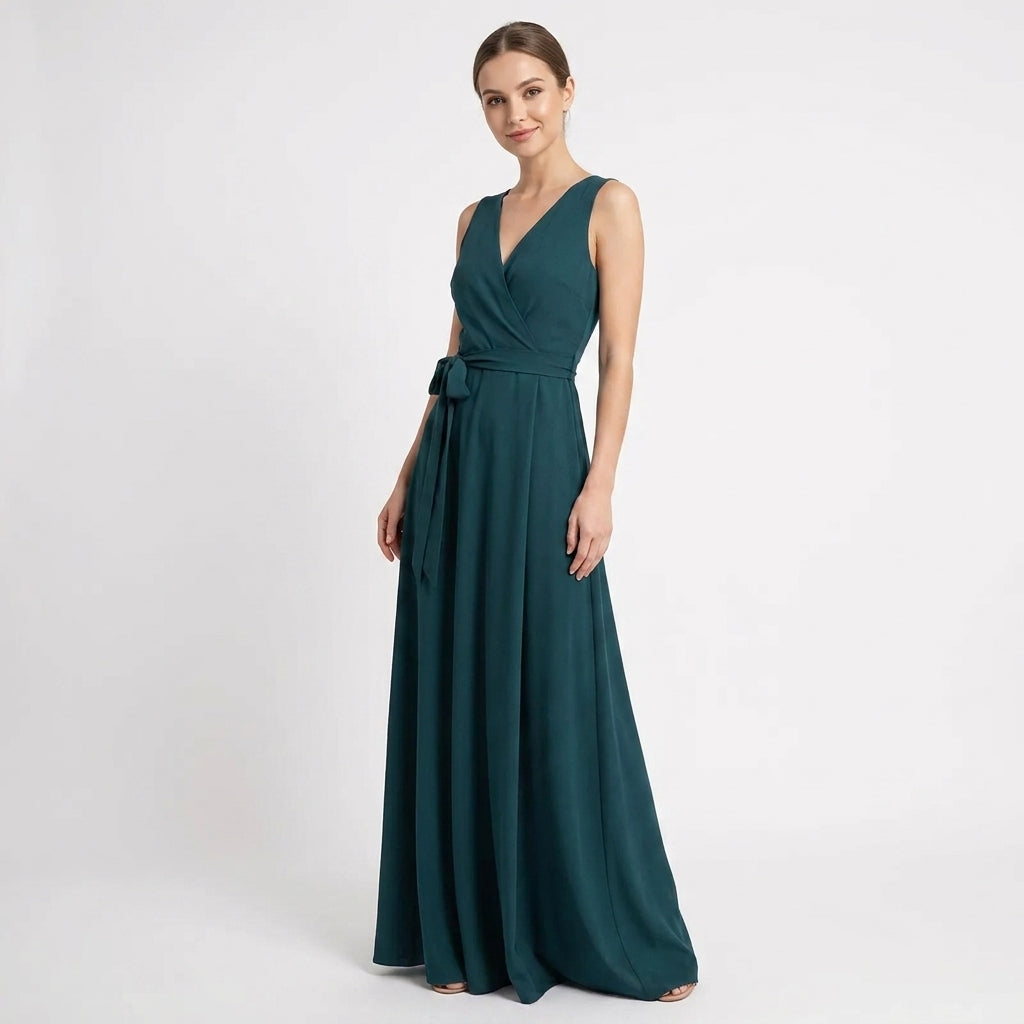 Dresslys | Elegant Wrap Maxi Dress with V-Neck and Tie Waist