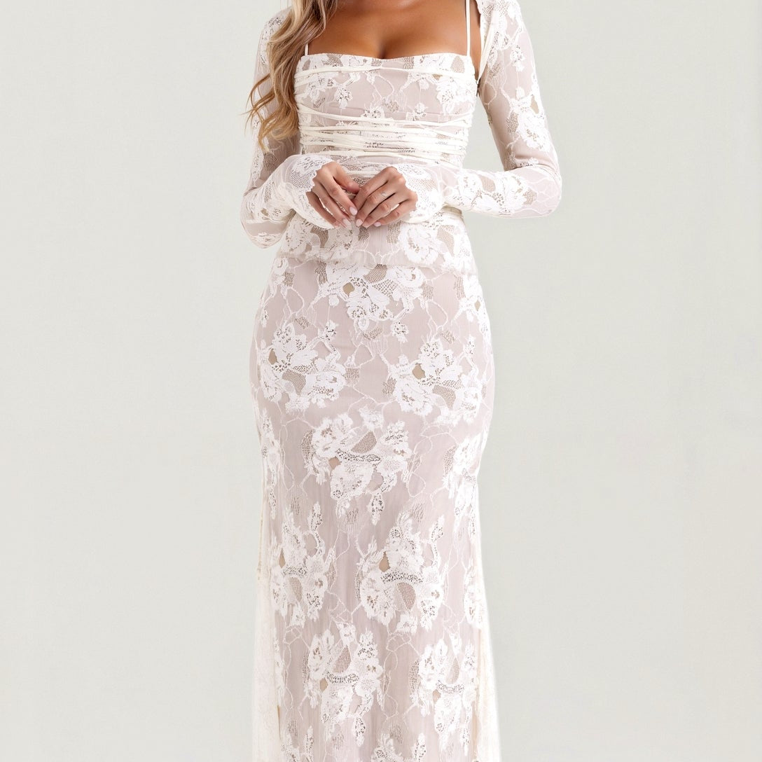 Dresslys | Elegant Floral Lace Corset Maxi Dress