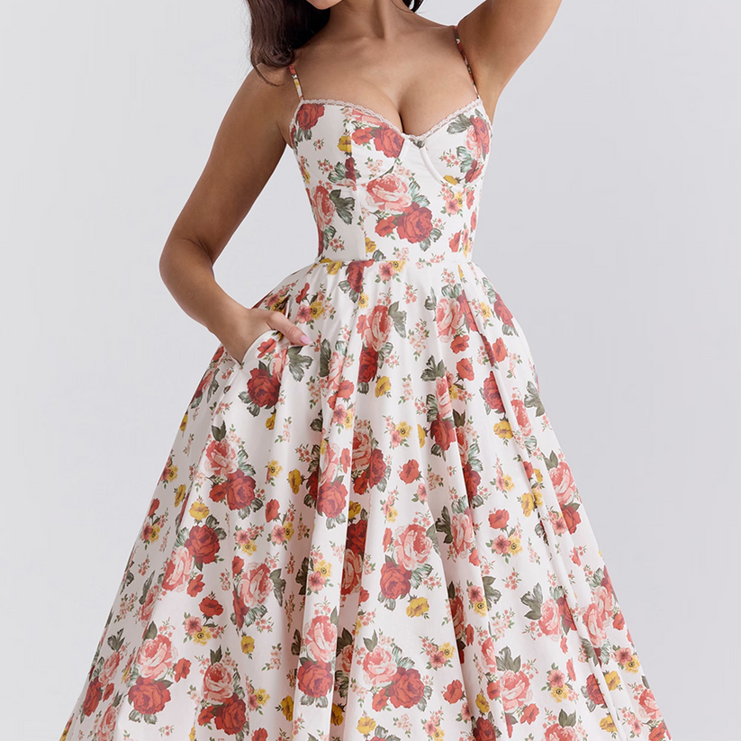 Dresslys | Elegant Tulle Maxi Dress with Fitted Bodice and Flared Skirt