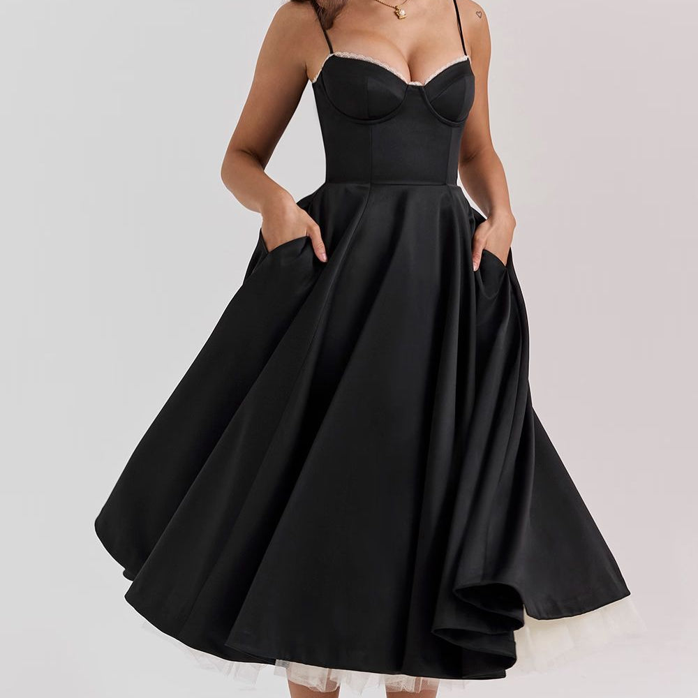 Dresslys | Elegant Tulle Maxi Dress with Fitted Bodice and Flared Skirt