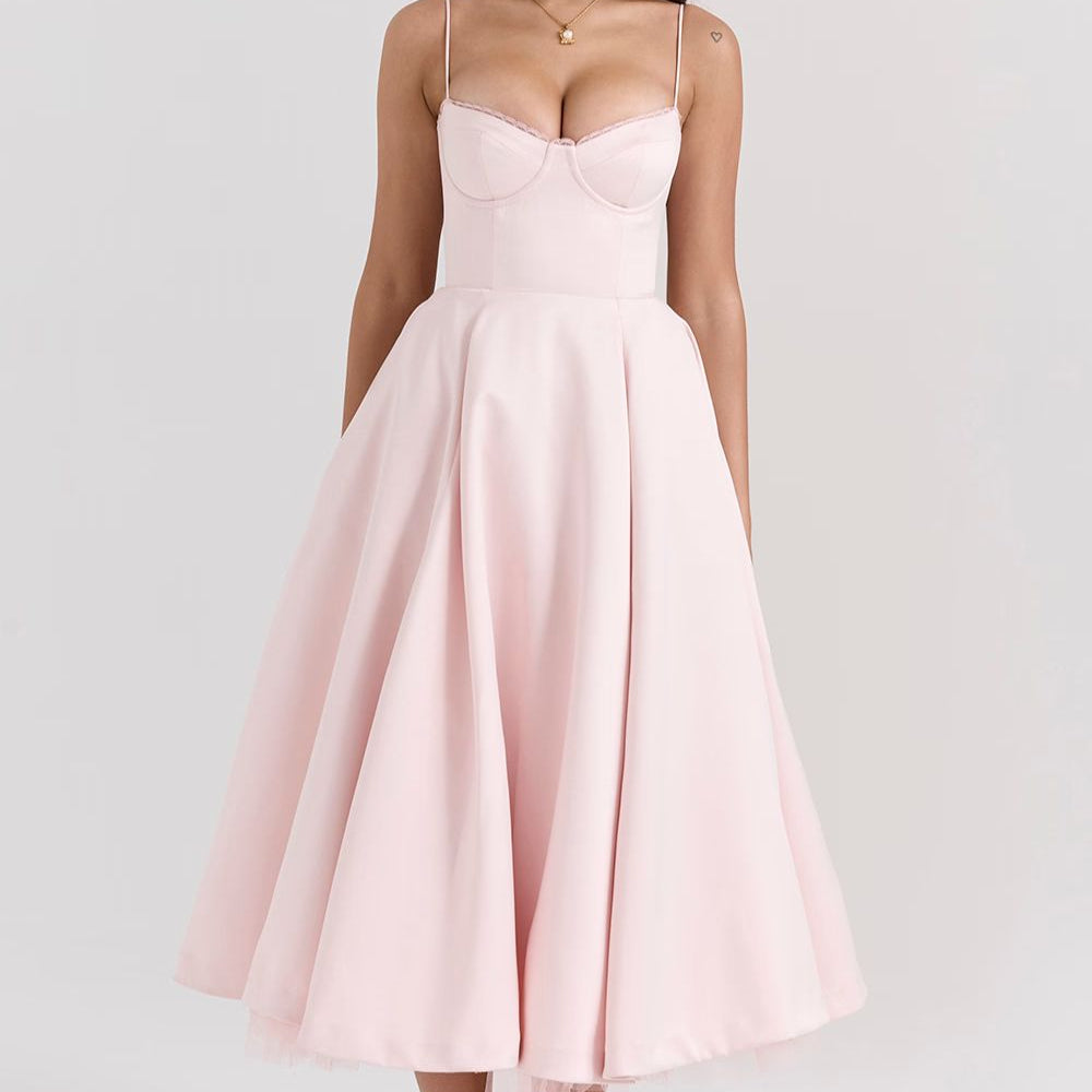 Dresslys | Elegant Tulle Maxi Dress with Fitted Bodice and Flared Skirt
