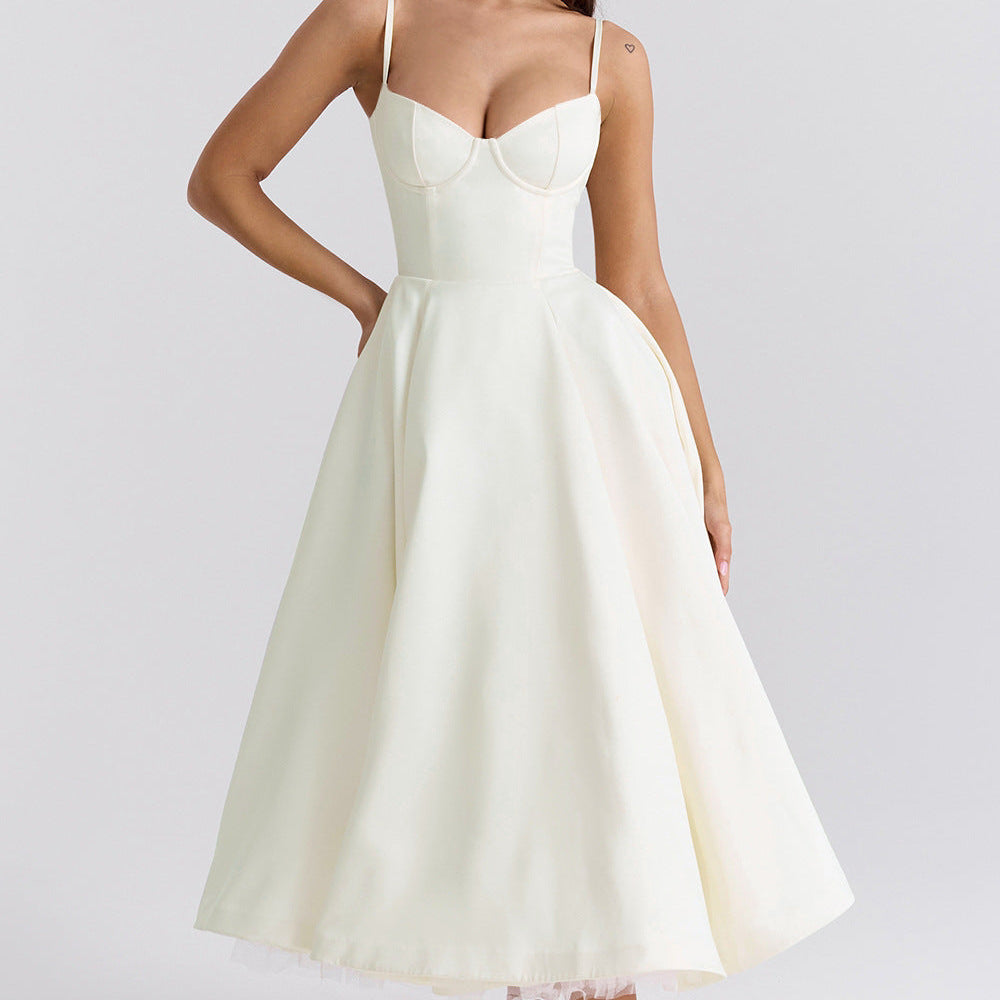 Dresslys | Elegant Tulle Maxi Dress with Fitted Bodice and Flared Skirt
