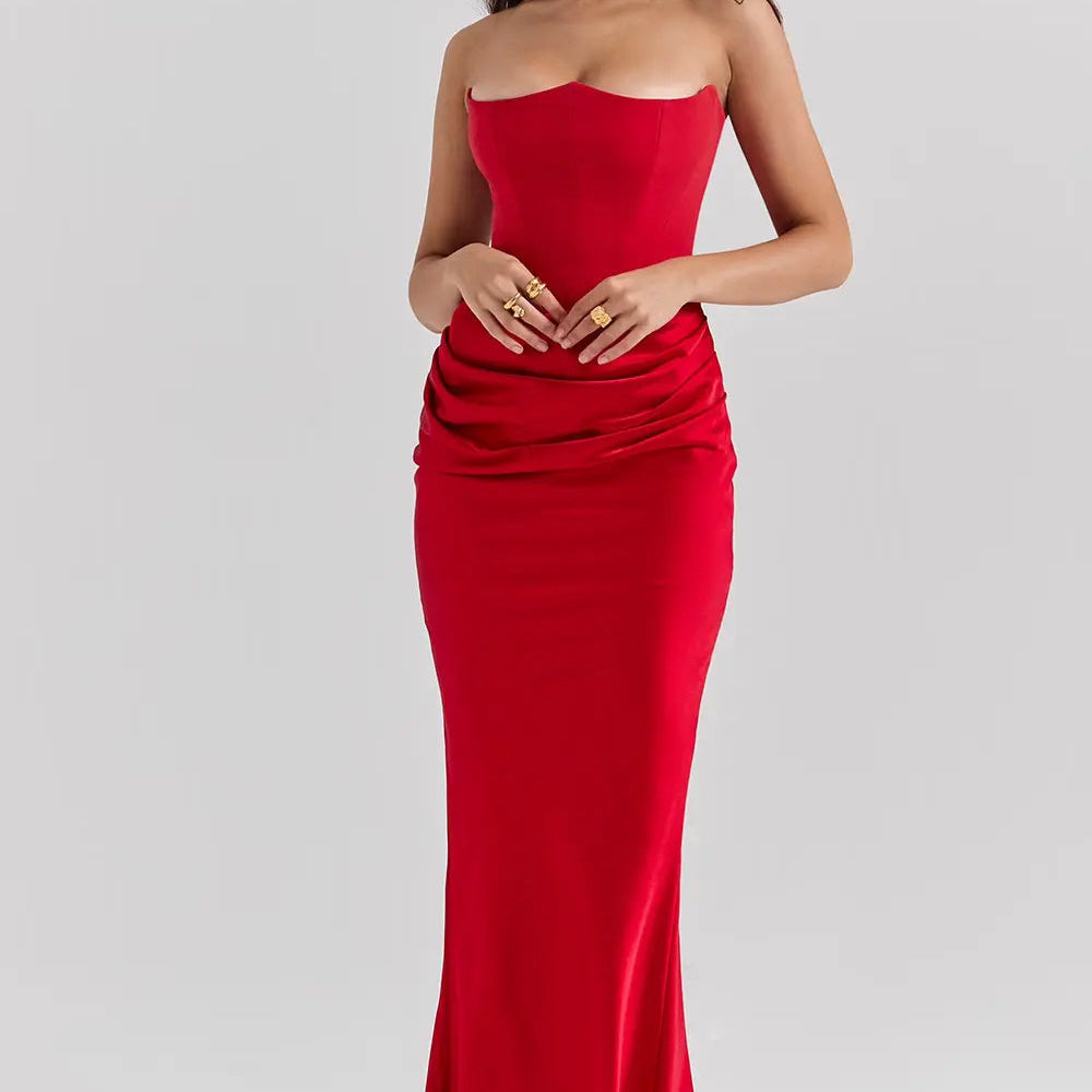 Dresslys | Strapless Corset Maxi Dress with Structured Bodice