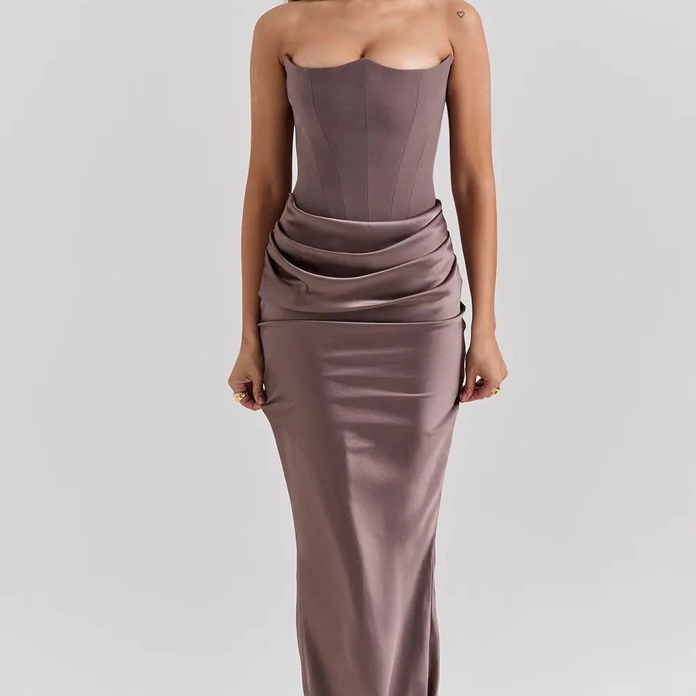 Dresslys | Strapless Corset Maxi Dress with Structured Bodice